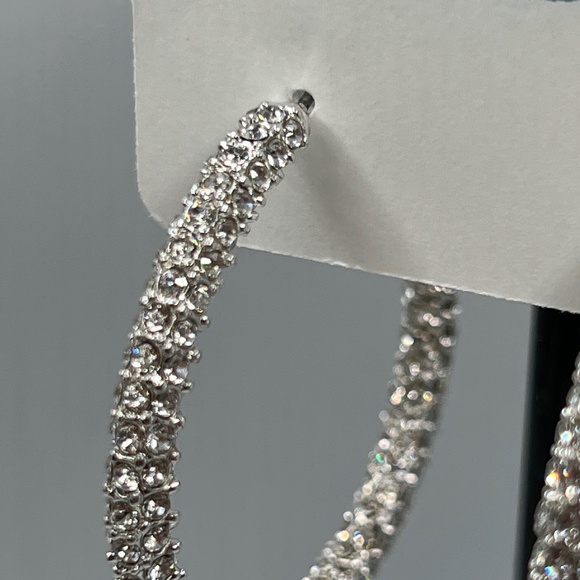 Baubles Encrusted Austrian Crystal Silver Hoop Earrings $12 EA or Bundle 3/$20 - Picture 2 of 8